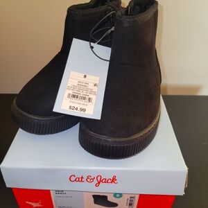 Cat & Jack Toddler Girls Arlo Zipper Shearling Style Boots BLACK ARL0